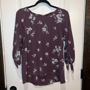 Papermoon Plum Floral Tie-Sleeve Blouse